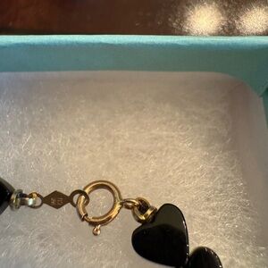 Black onyx, pearl and gold Heart Beaded Bracelet